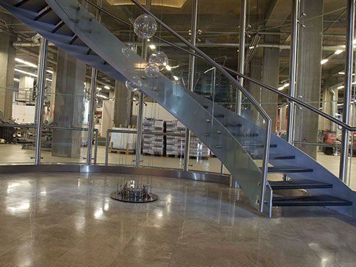 Stainless Steel Indoor Glass Railing Spiral Staircase Glass Step Stairs Manifacturing