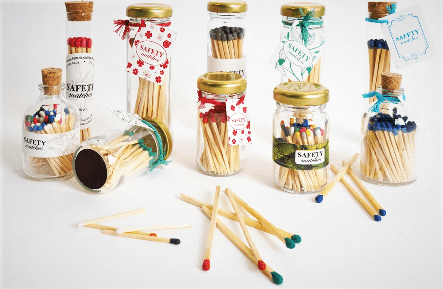 Decorative Matches in Glass Bottle