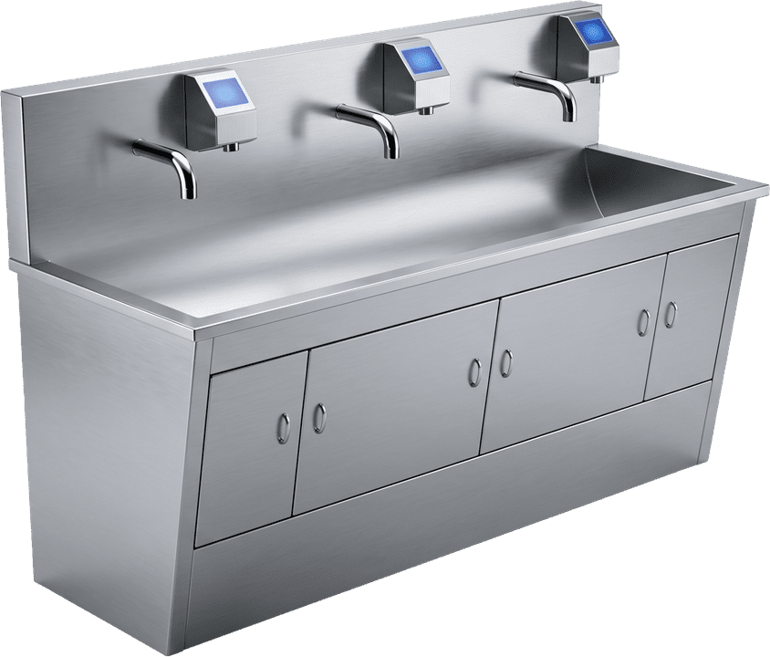 Touchless Sink — Pedestal, 3 Station