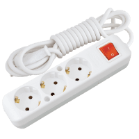 Flash White 3-Socket Grounded Power Strip