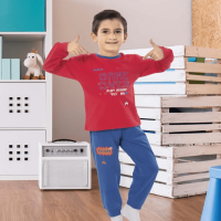 Çocuk Pijama Desenli Kırmızı Mavi