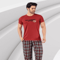 Men's Short Sleeve Pajamas Claret Red