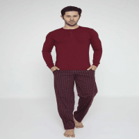 Men's Modal Pajamas Claret Red Check