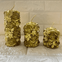 3 Piece Flower Patterned Decorative Candle