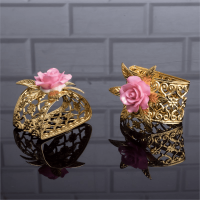 Ring Napkin Holder Flower Gold 4x7x6cm