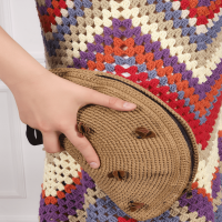 WHEAT COLOR KNITTED HANDBAG