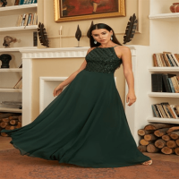 Emerald Sequined Long Evening Dress