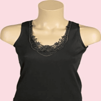 Black Ribana Guipure Wide Women's Tank Top