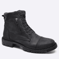 Fosco Genuine Leather Black Winter Men's Boots