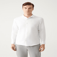 White Embossed Cotton Slim Fit Shirt