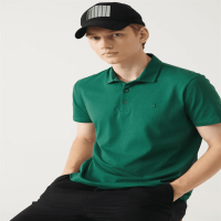 Green Polo Collar Buttoned Regular Fit T-Shirt