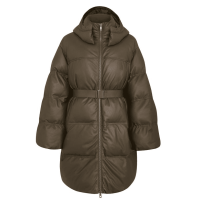 Green Women's Puffer Leather Coat