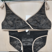 Desenli Dantelli Bralet Takım - Standart - Siyah