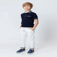 Boy's Elastic Waist Straight Line Detailed Leg Casual Trousers