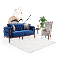 Sax Blue and Light Gray Living Room Set