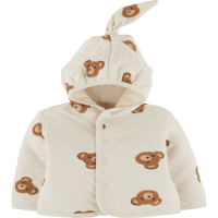 Baby Girl Teddy Bear Printed Cardigan with Hat