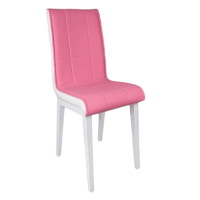 Leather Pink Wooden Leg Chair