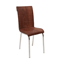 Leather Wood Pattern Chrome Leg Chair