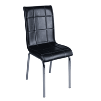 Black Leather Chair with Chrome Legs