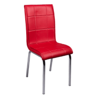 Monopet Plain Leather Red Chrome Leg Chair