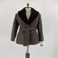 Brown Fur Faux Leather Coat Supplier