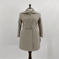 Beige Knitwear Collar Detailed Long Coat Manufacturer