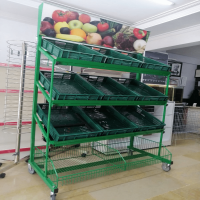 Supermarket 4 Layer Fruit Shop Display Shelf Vegetable Rack