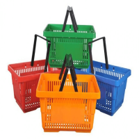 Wholesale Shopping Basket with 2 Handles Supermarket Plastic Shopping Basket for sale