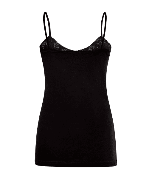 Woman's Black Lycra Tank Top with String Straps