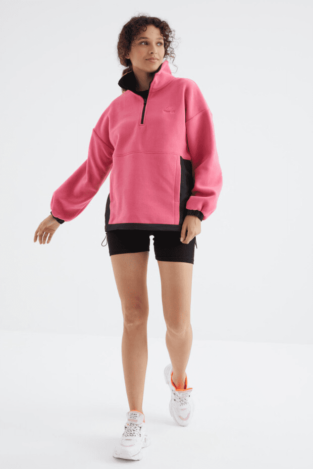 Kadın Yarım Fermuarlı Oversize Sweatshirt