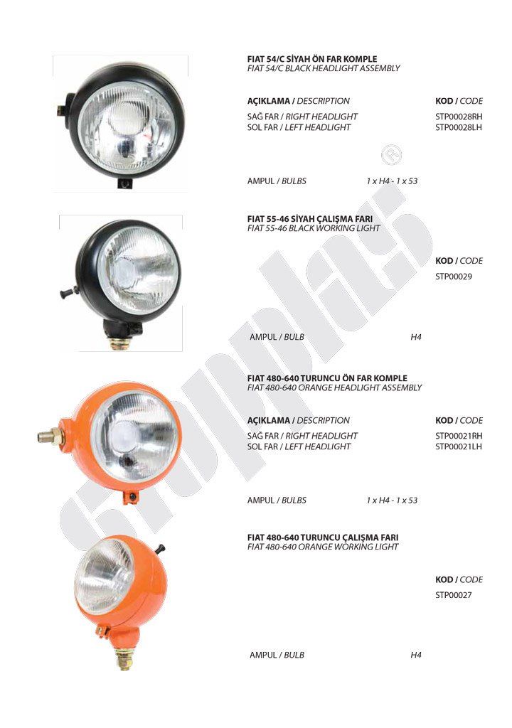 Tractor Headlight Lamp