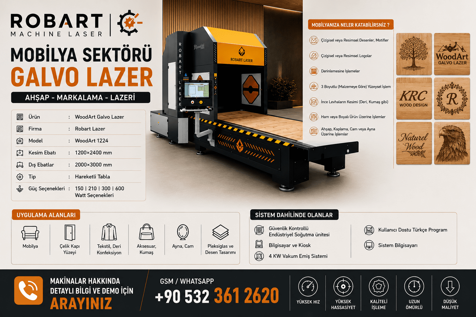 WoodArt Galvo Laser Machine | Wood Marking, Engraving, and Patterning Laser System | Robart Laser